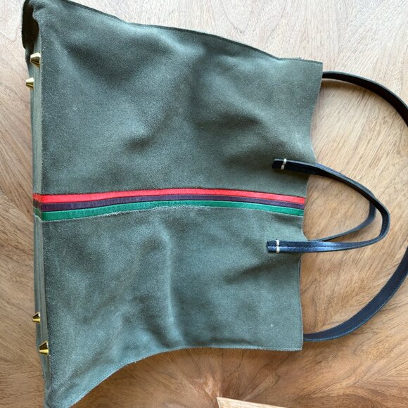 - Clare V. Simple Stripe Suede ToteCLARE V. Olive Army Green - Picture 4 of 11
